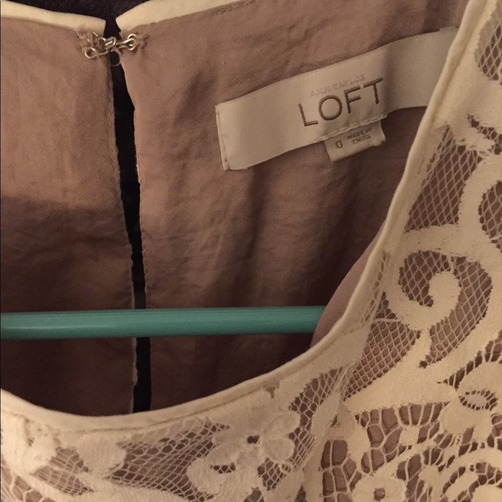 Donated - NWOT white lace Loft shift dress w/ nude underlay - Picture 3 of 6
